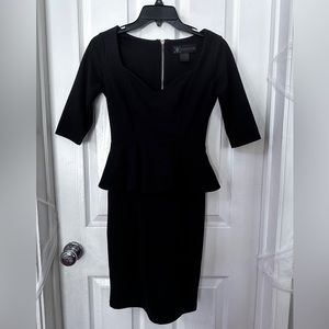 Kim Kardashian Kollection black dress 1/4 sleeve gold zipper back closure XS